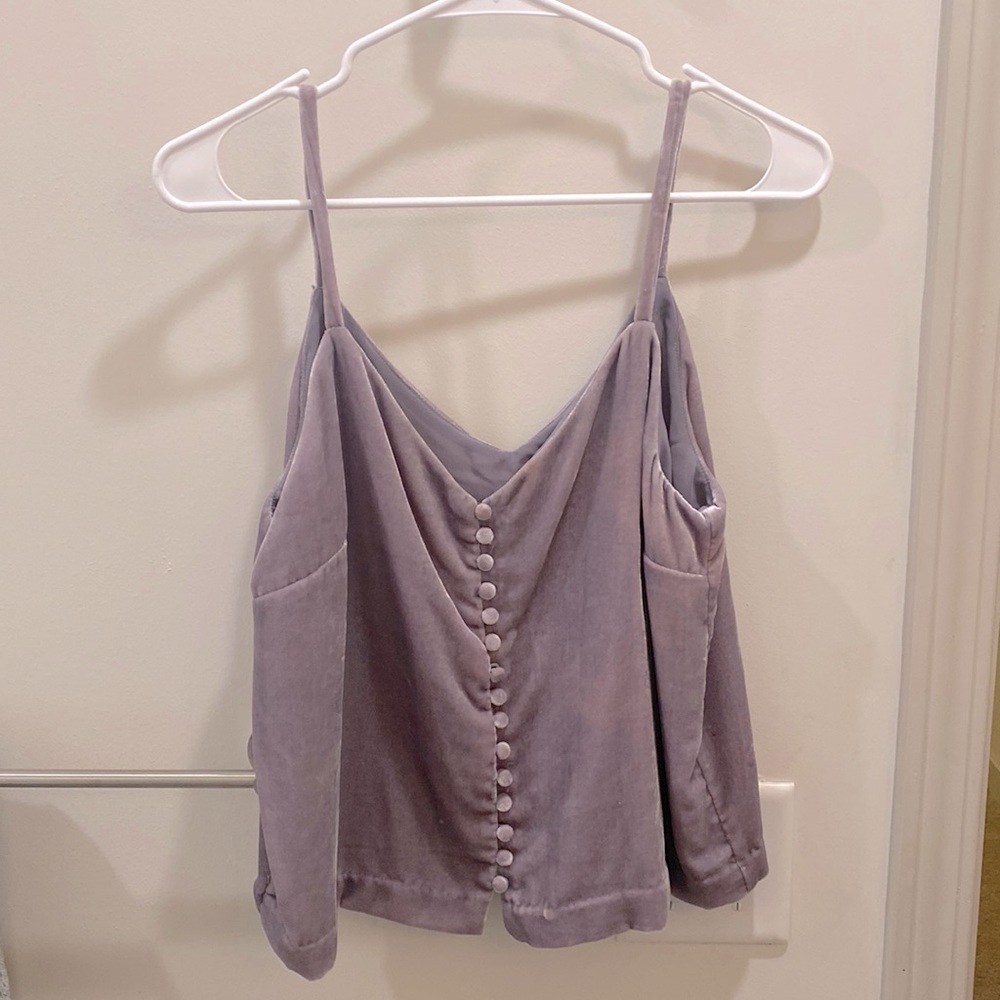 Madewell Velvet Cami, button-up. Lavender, size 4